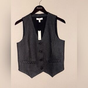 NWT Banana Republic Women’s 90% Wool Chalk Pin Stripe Grey Waistcoat Vest Size 6